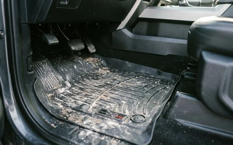 All weather rubber floor mats protecting vehicle carpet from winter salt mud and moisture in Boise conditions